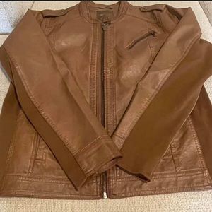 Faux leather jacket.